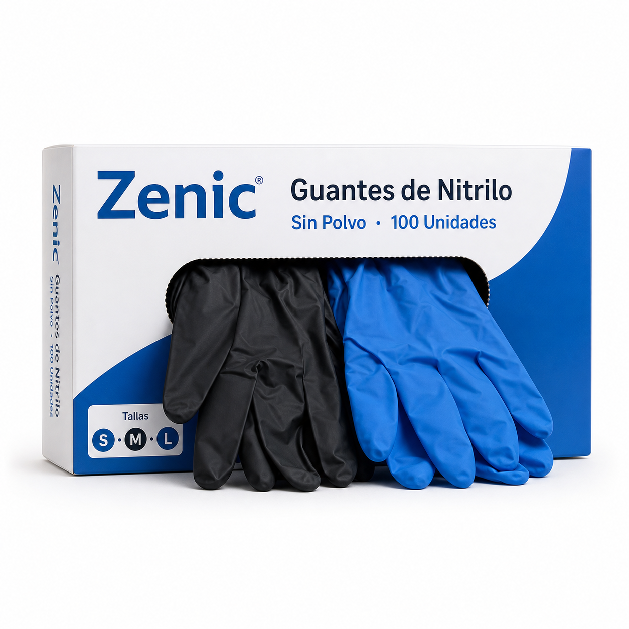 Guantes de Nitrilo Desechables Sin Polvo ni Látex, Resistentes y Antideslizantes, Azul y Negro, Tallas S/M/L, para Talleres, Limpieza, Alimentación e Industria