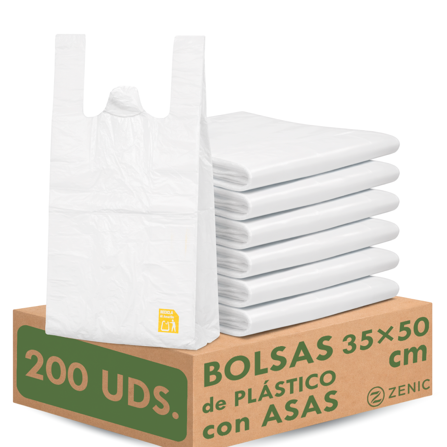Bolsas de Plástico con Asas Translúcidas 200 Unidades para Frutería y Carnicería