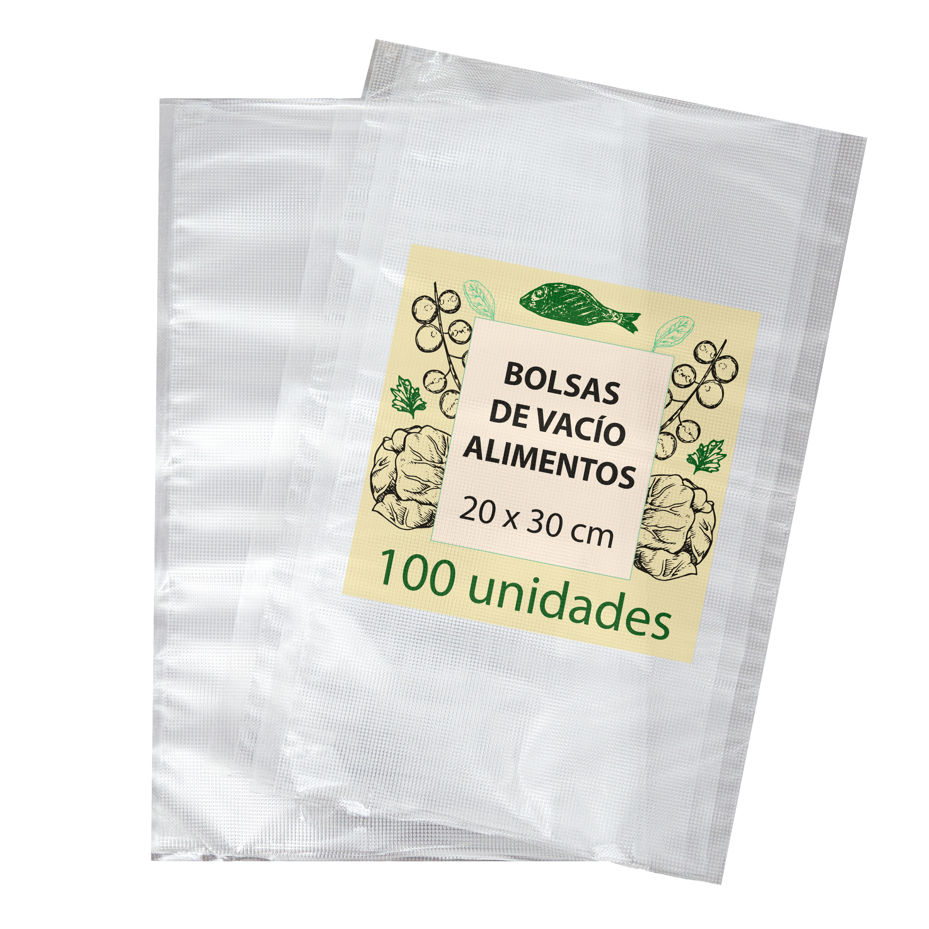 Bolsas de Vacío para Alimentos 100 Unidades Aptas para Sous Vide y Envasadora Doméstica