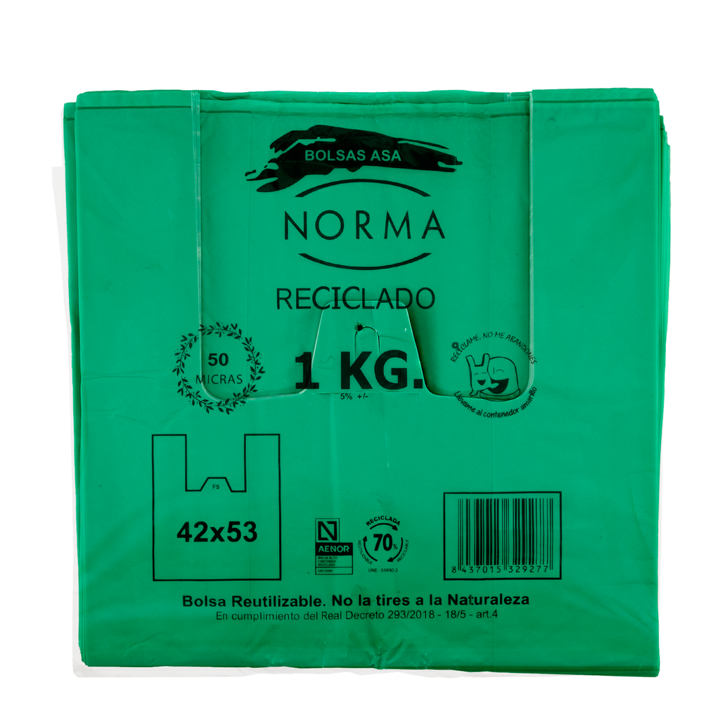 Bolsas de Plástico Tipo Camiseta Recicladas 42x53cm | Pack 1KG (~55 uds)
