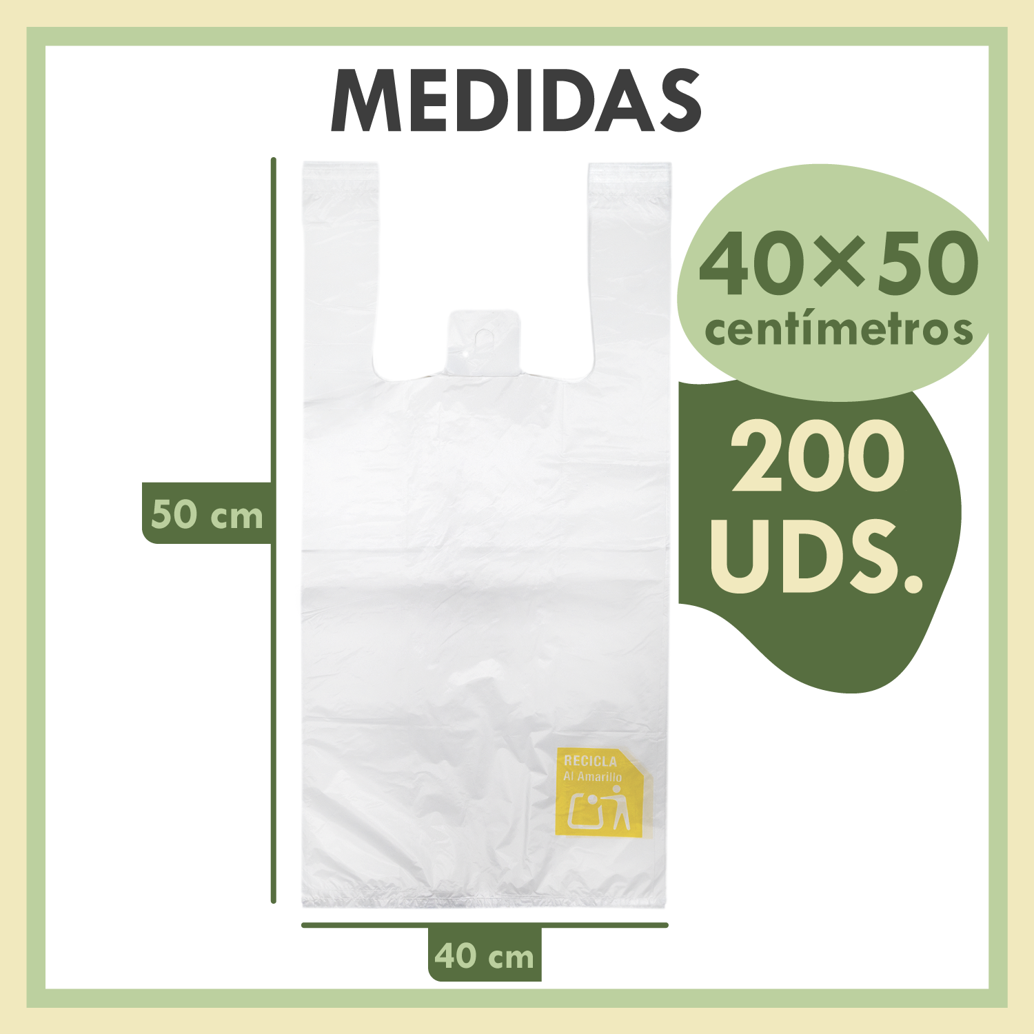 Bolsas de Plástico con Asas Translúcidas 200 Unidades para Frutería y Carnicería