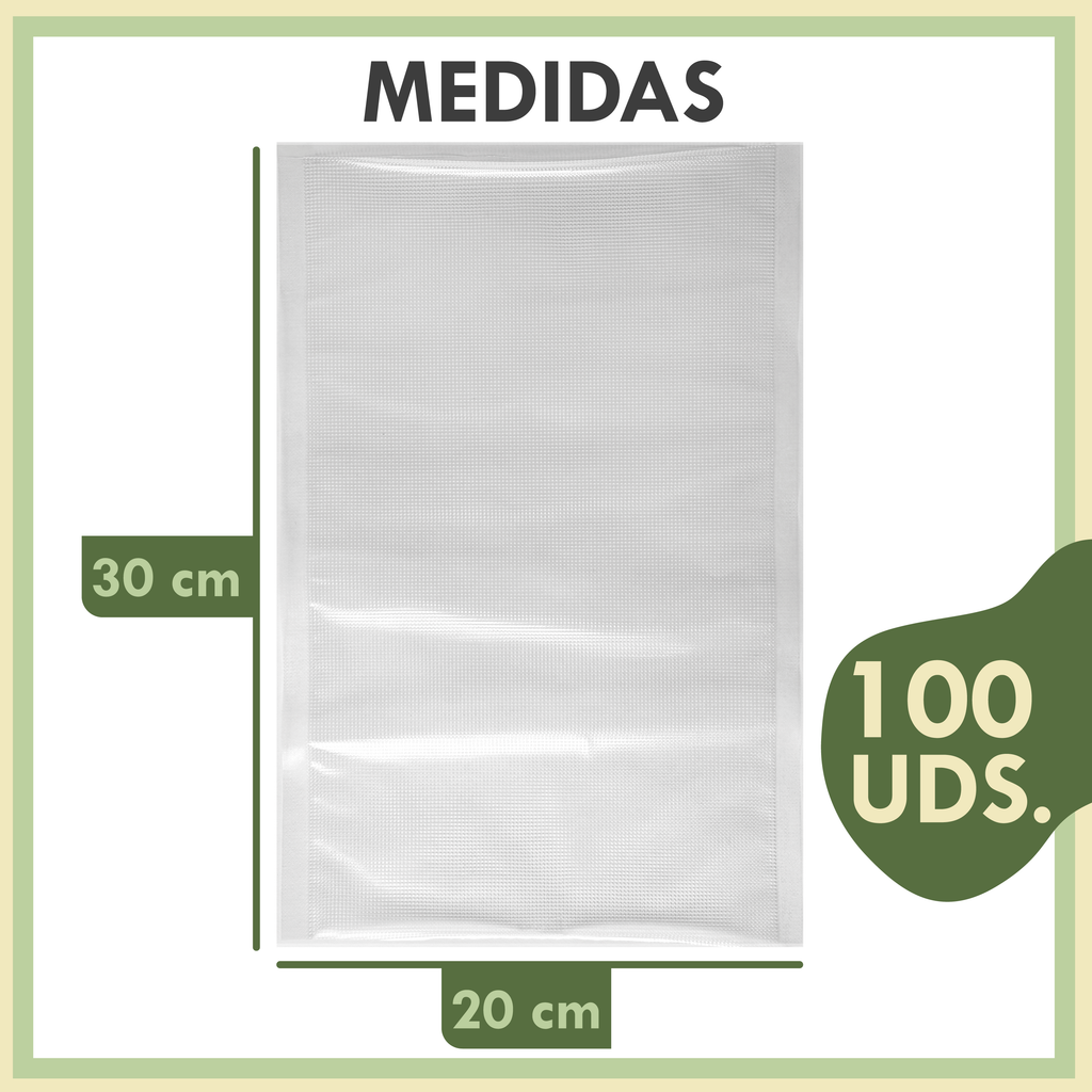 Bolsas de Vacío para Alimentos 100 Unidades Aptas para Sous Vide y Envasadora Doméstica