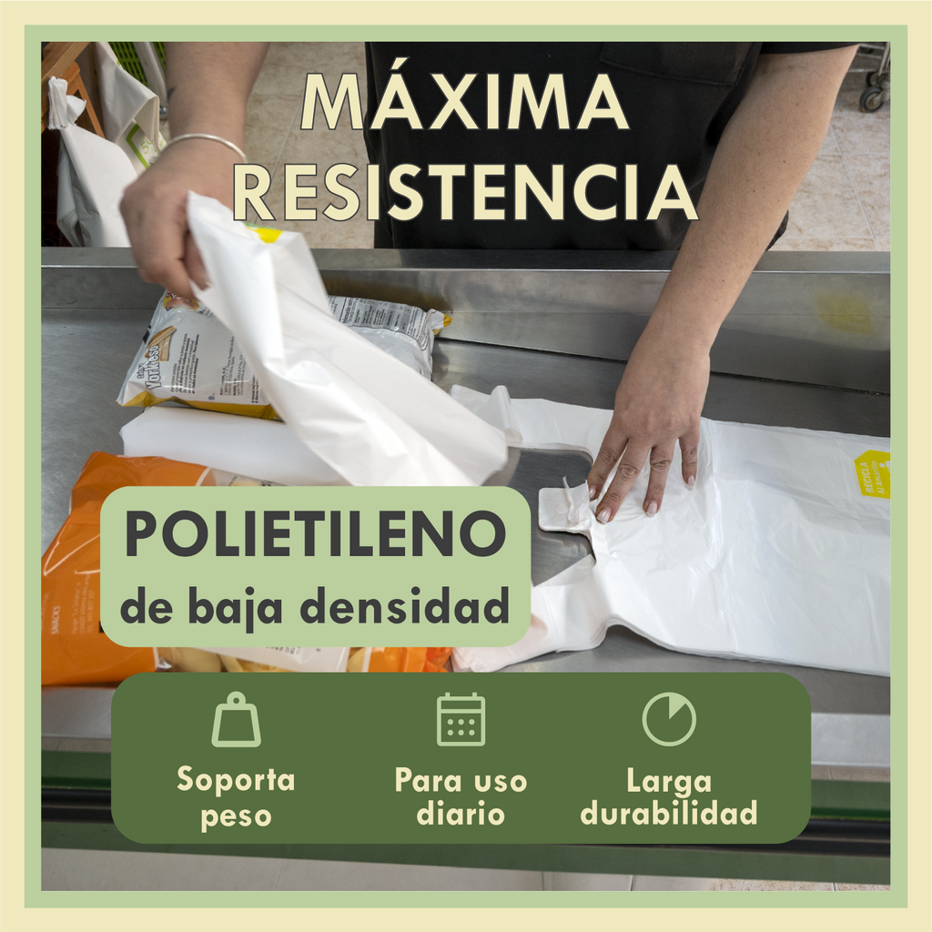 Bolsas de Plástico con Asas Translúcidas 200 Unidades para Frutería y Carnicería