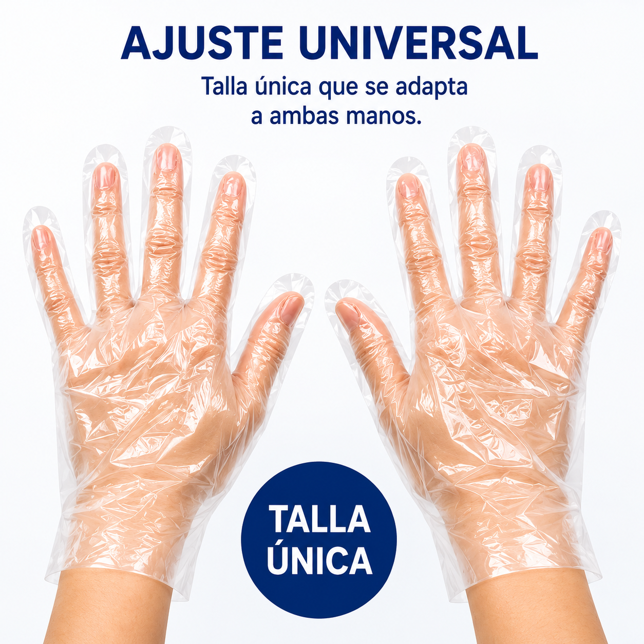 Guantes Desechables de Polietileno Talla Única, Sin Polvo, Uso Alimentario e Higiénico, para Gasolineras, Hostelería, Limpieza y Peluquería