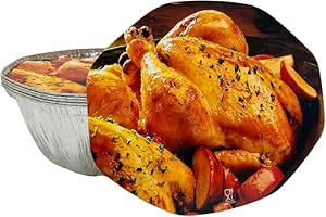 Envases de Aluminio Ovalados con Tapa de Cartón, Reciclables y Desechables, Aptos para Altas Temperaturas, para Pollería, Pizzería y Comida para Llevar