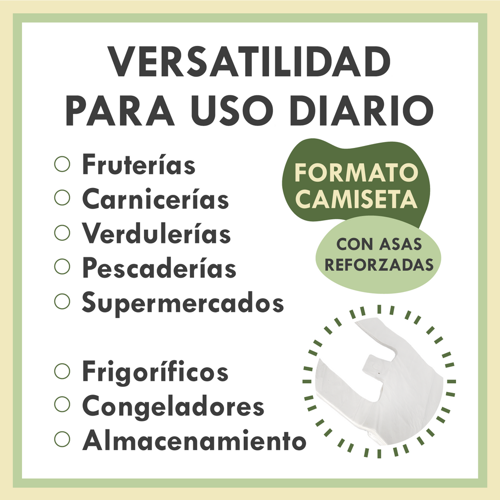 Bolsas de Plástico con Asas Translúcidas 200 Unidades para Frutería y Carnicería
