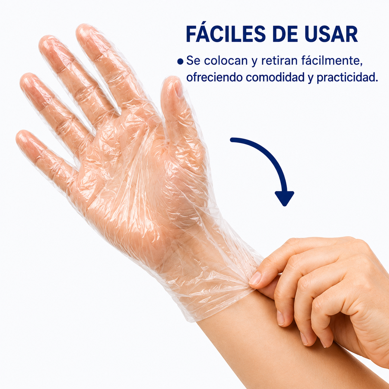 Guantes Desechables de Polietileno Talla Única, Sin Polvo, Uso Alimentario e Higiénico, para Gasolineras, Hostelería, Limpieza y Peluquería