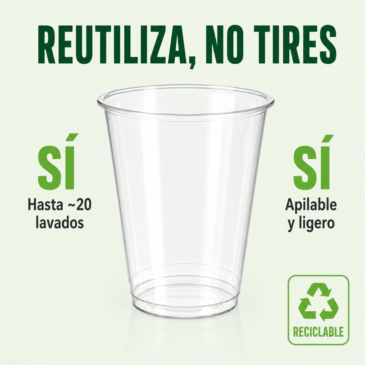 Vasos Reutilizables de Plástico Transparente 300 ml, Aptos para 20 Lavados Resistentes y Apilables para Café Cerveza Refrescos Fiestas Celebraciones