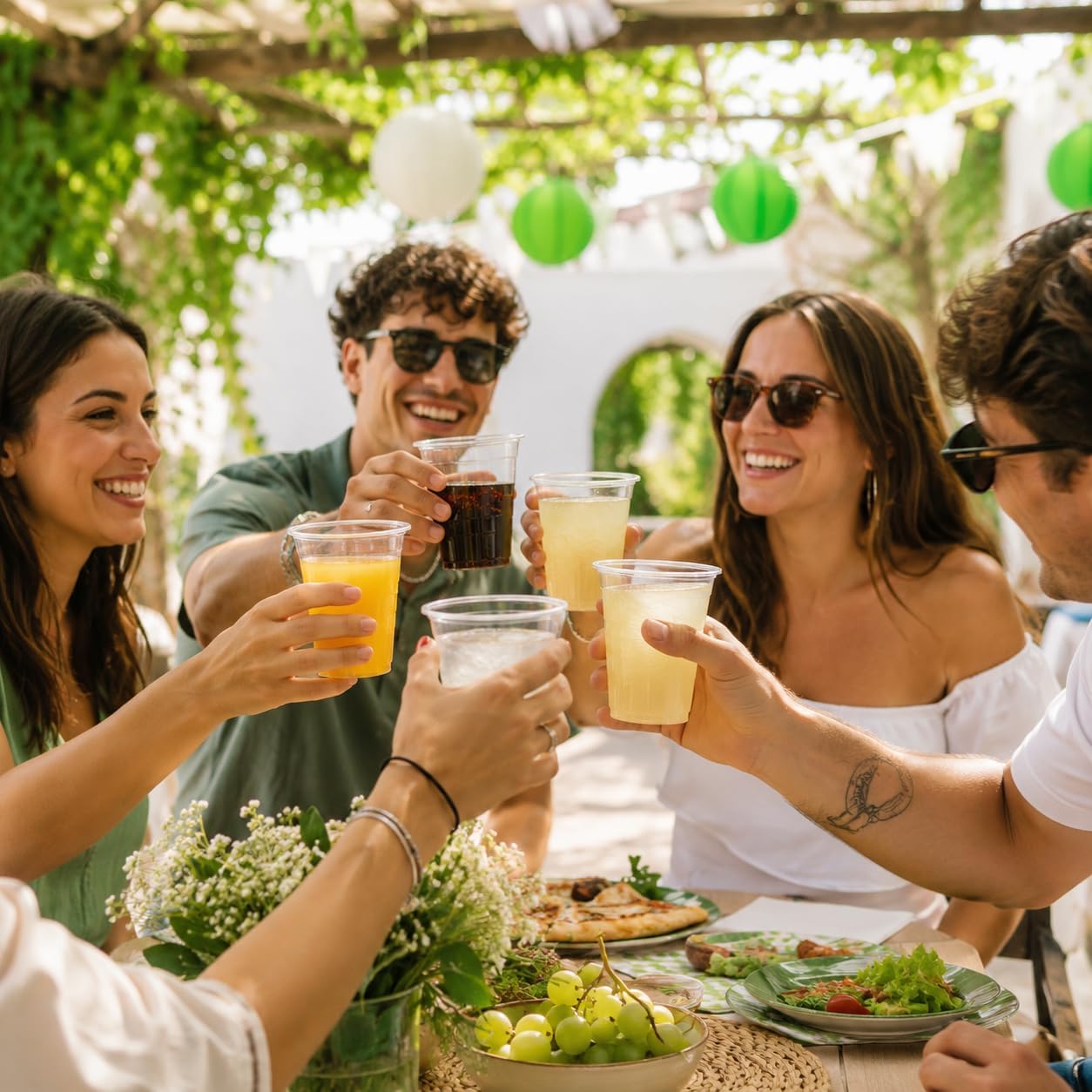 Vasos Reutilizables de Plástico Transparente 300 ml, Aptos para 20 Lavados Resistentes y Apilables para Café Cerveza Refrescos Fiestas Celebraciones