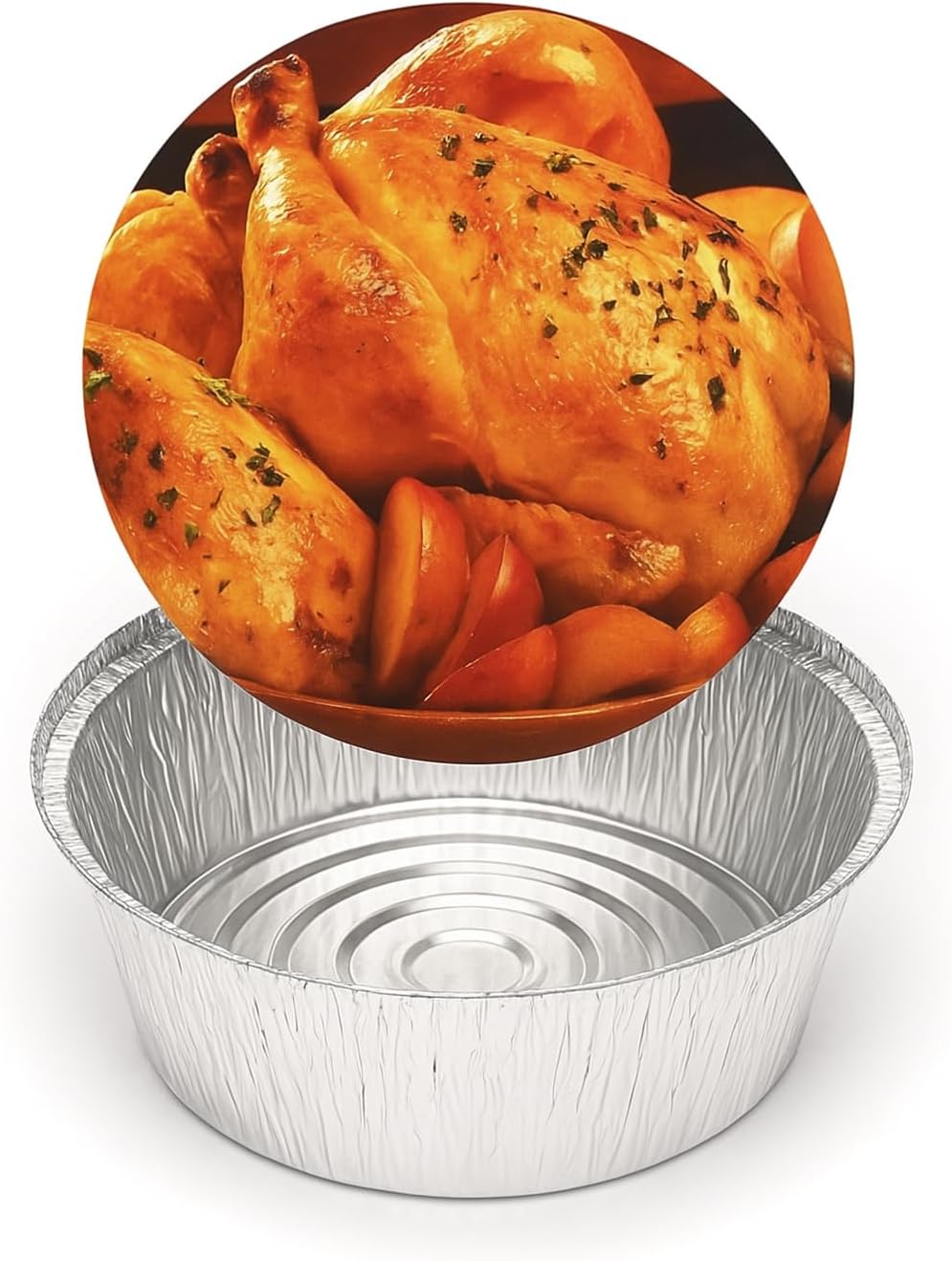 Envase de Aluminio Ovalado con Tapa Desechable para Pollerías Catering y Camping