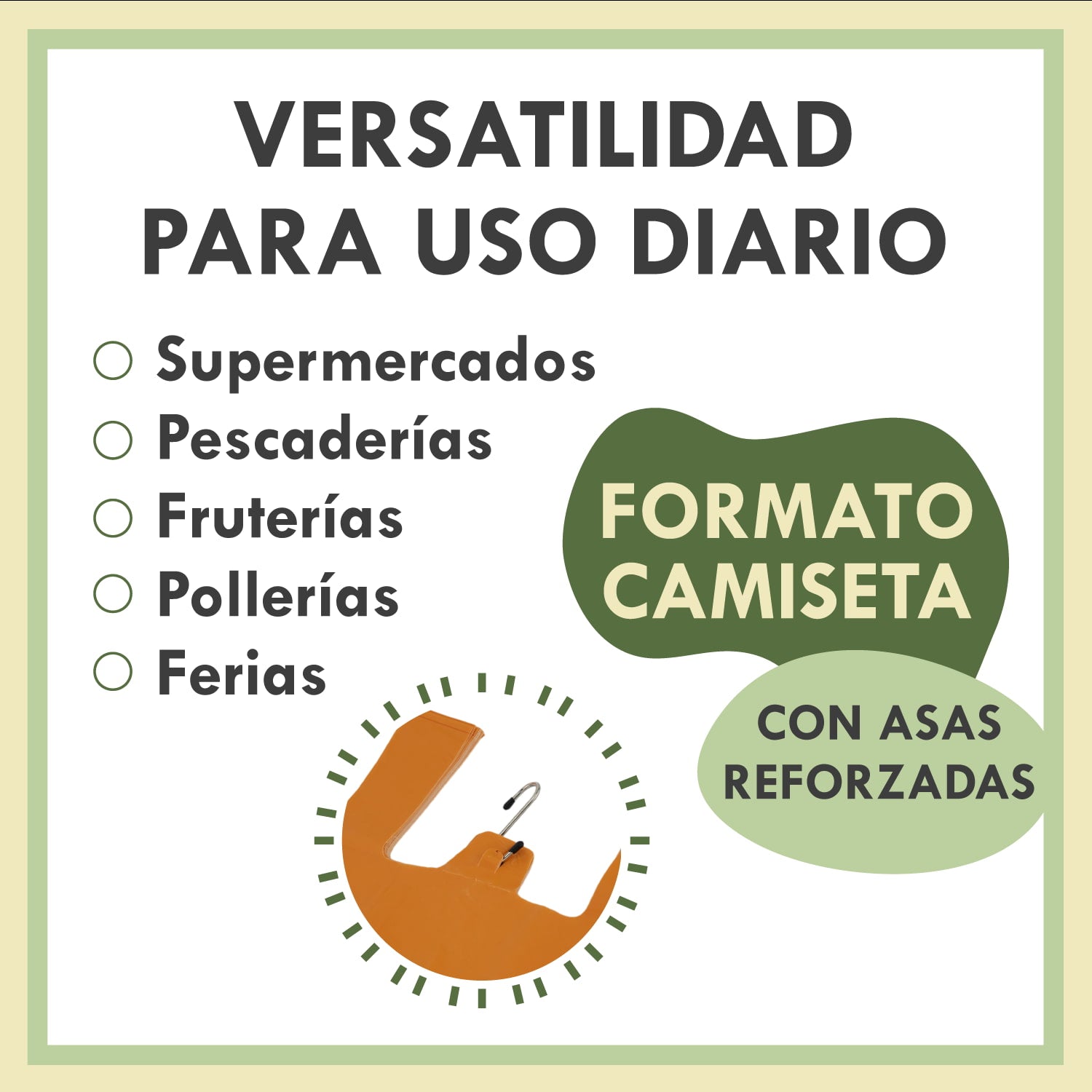 Bolsas de Plástico con Asas Tipo Camiseta Reutilizables 42x53 cm, Paquete de 1 kg, Resistentes, 70% Recicladas, Naranja, para Supermercado, Frutería y Comercio
