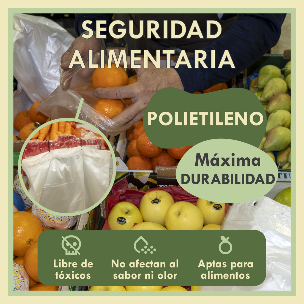 Bolsas de Plástico en Block | 25x30 cm | Translúcidas para Frutería, Carnicería y Uso Alimentario