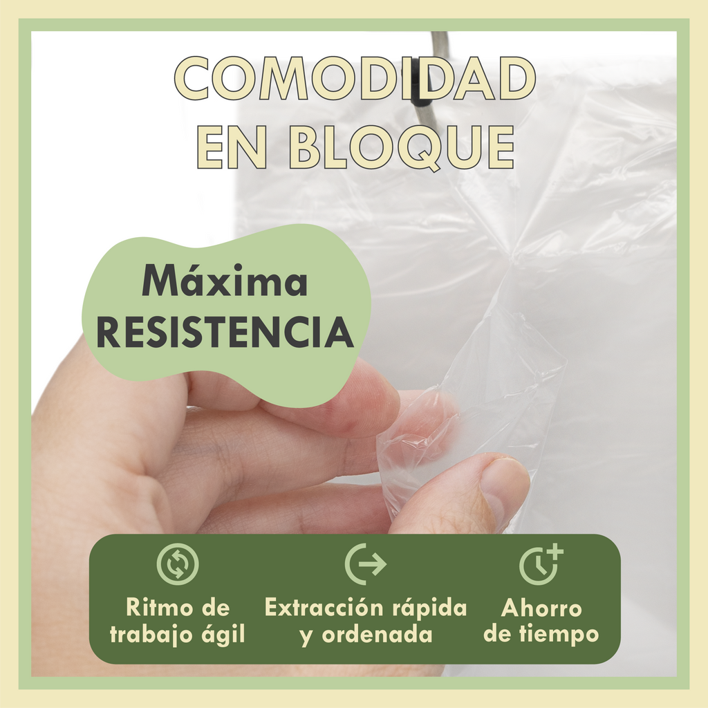 Bolsas de Plástico en Block | 25x30 cm | Translúcidas para Frutería, Carnicería y Uso Alimentario