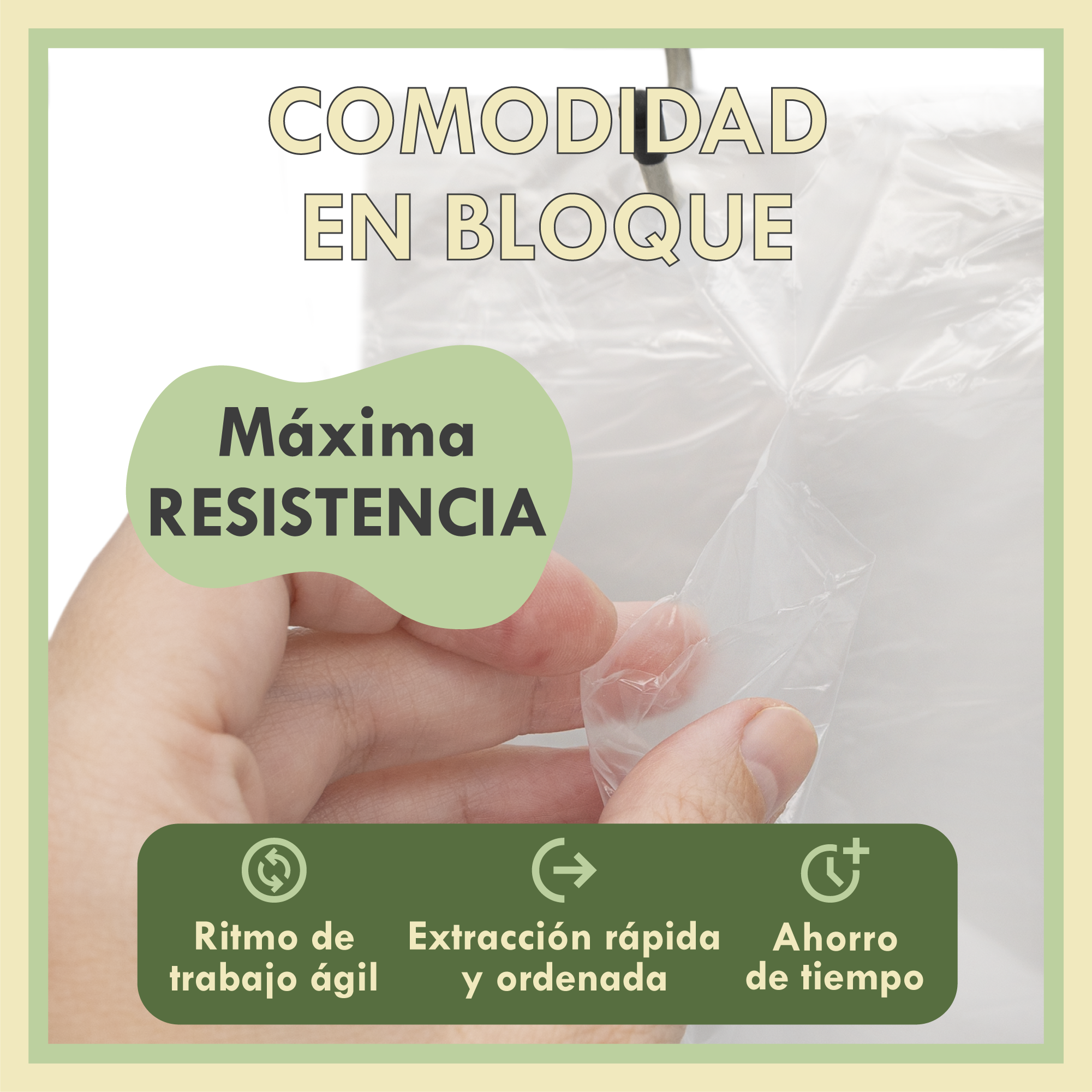 Bolsas de Plástico en Block | 25x30 cm | Translúcidas para Frutería, Carnicería y Uso Alimentario