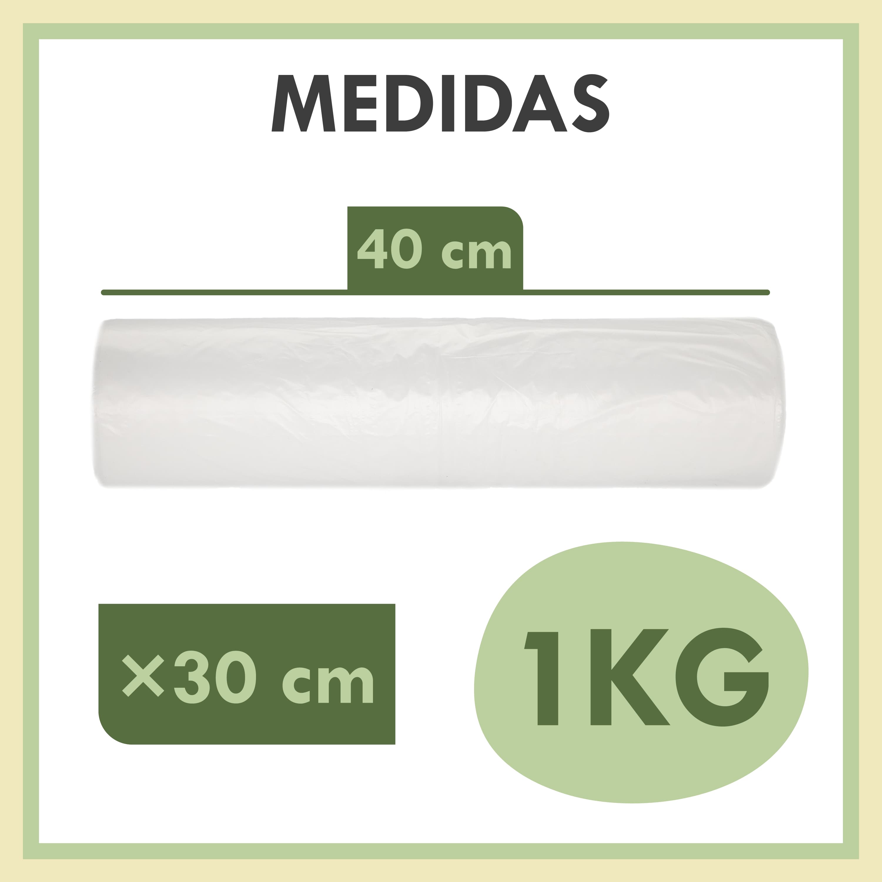 Zenic Bolsas de Plástico Transparentes en Rollo 30x40 cm, Paquete de 1 kg, Sin Asas, Uso Alimentario, Resistentes, para Supermercado, Frutería, Tienda y Hogar