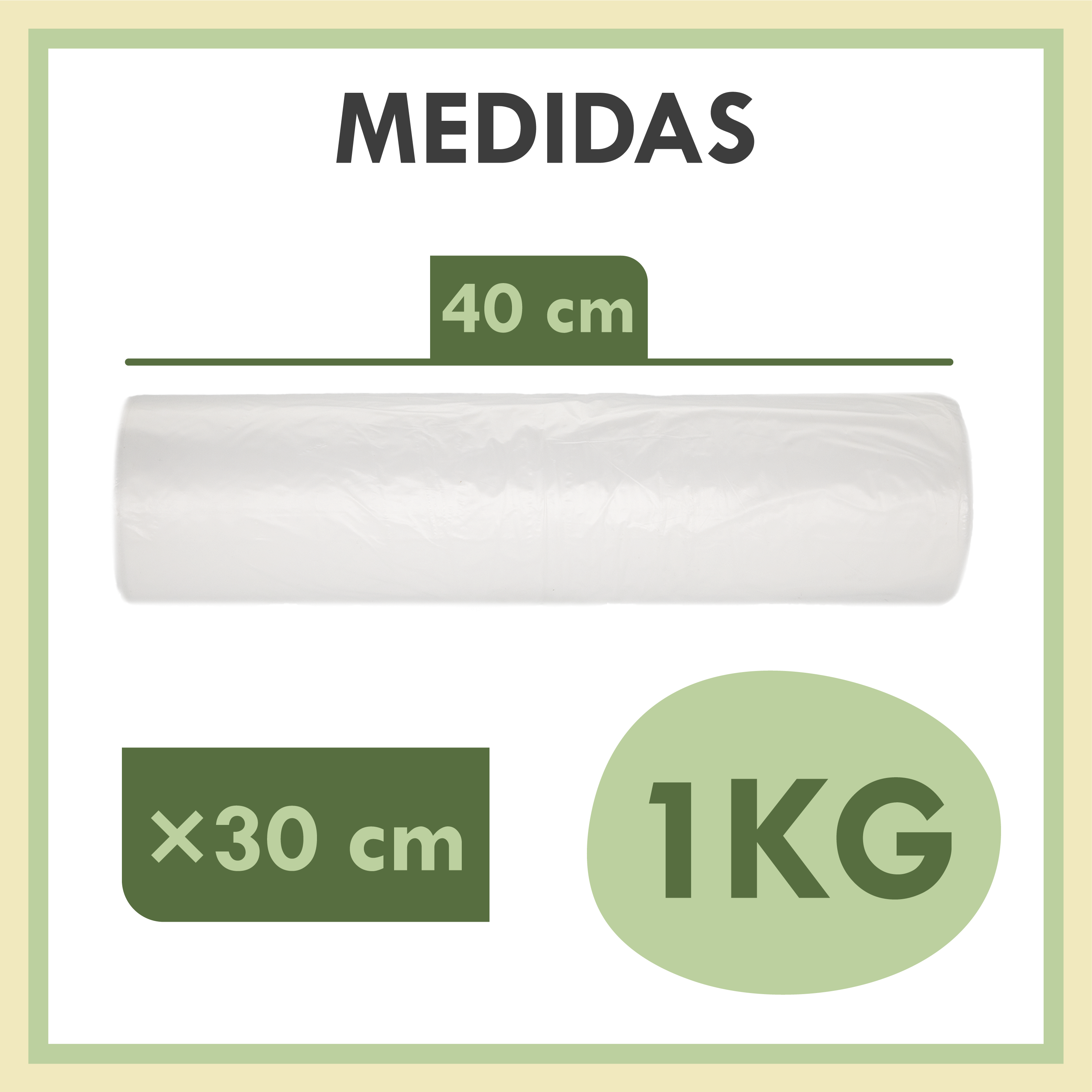 Rollo Mercado Transparente 30x40cm | 1KG | Bolsas de Plástico para Uso Alimentario