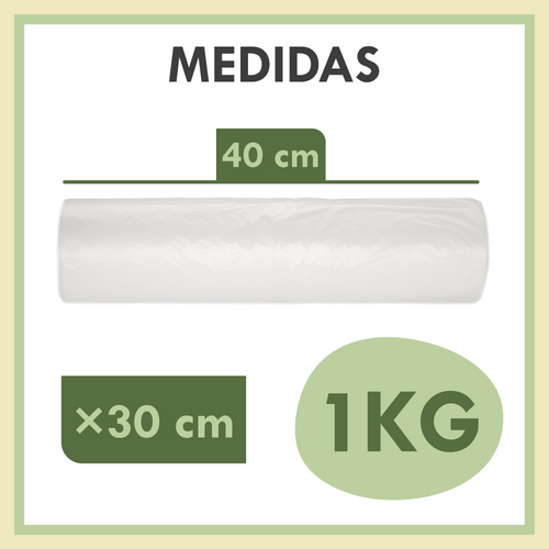 Rollo Mercado Transparente 30x40cm | 1KG | Bolsas de Plástico para Uso Alimentario
