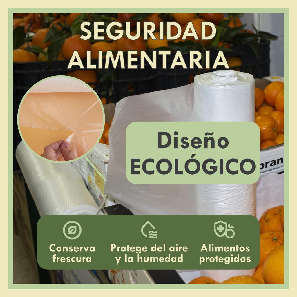 Bolsas de Plástico Transparentes en Rollo 30x40 cm, Paquete de 1 kg, Sin Asas, Uso Alimentario, Resistentes, para Supermercado, Frutería, Tienda y Hogar