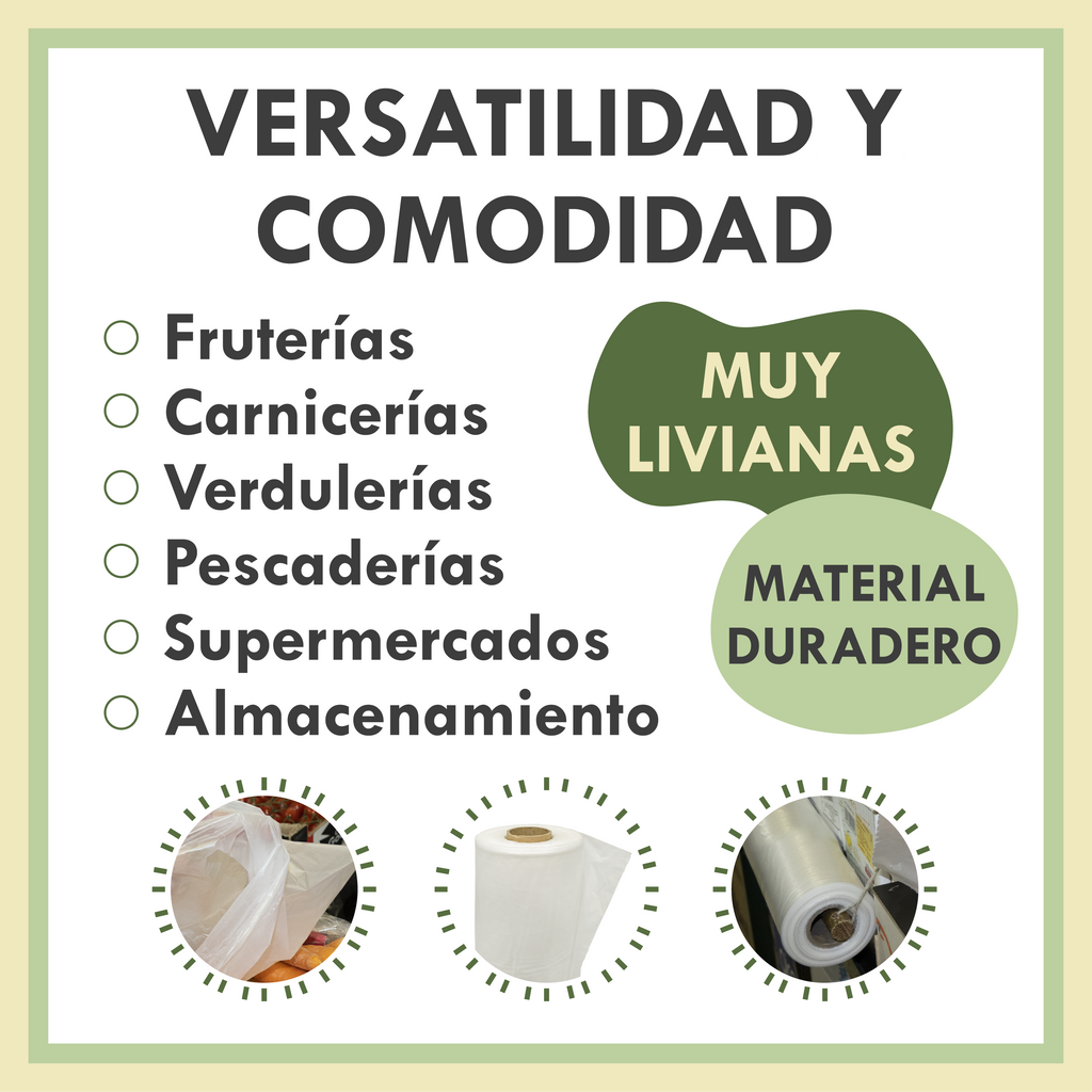 Rollo Mercado Transparente 30x40cm | 1KG | Bolsas de Plástico para Uso Alimentario