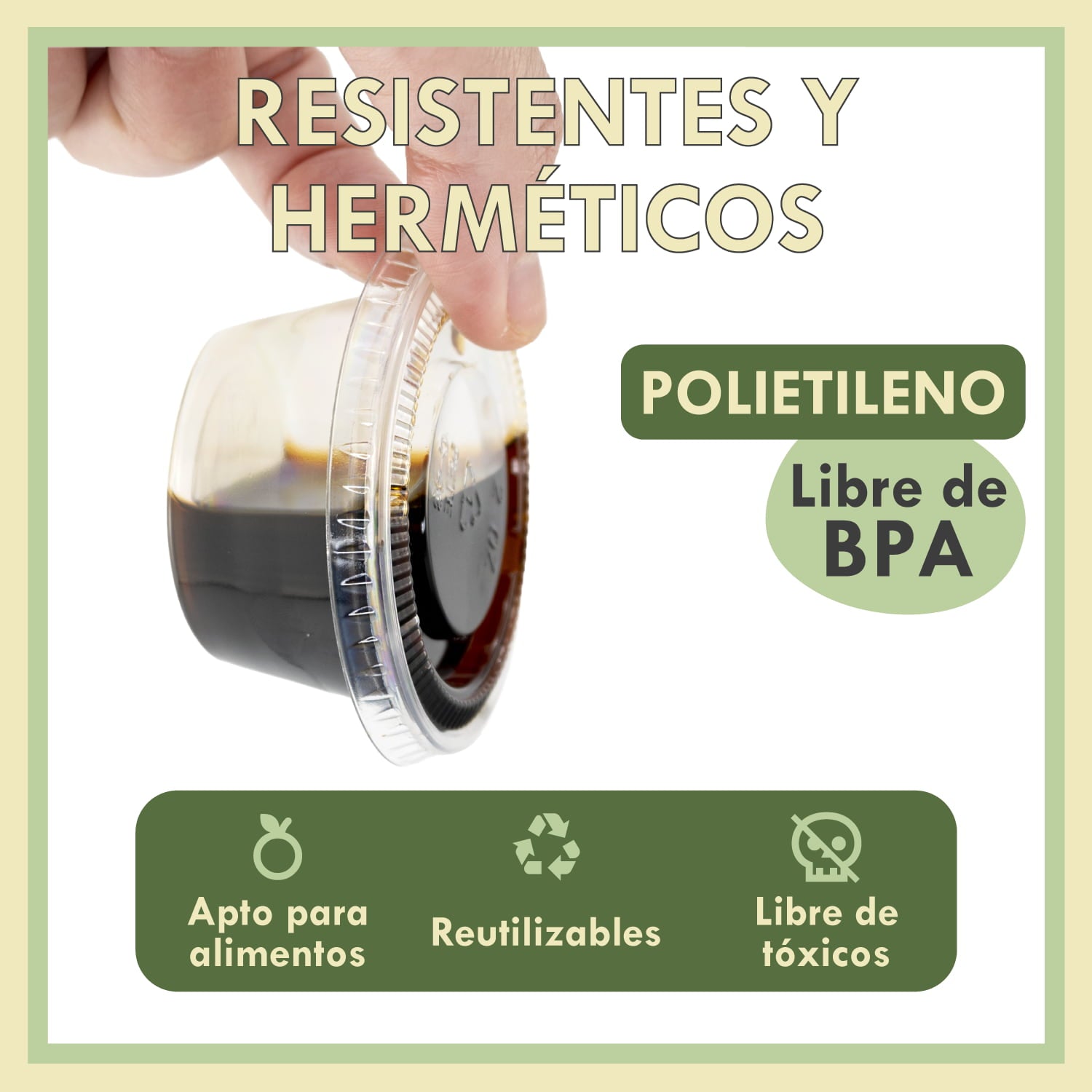 Tarros de Plástico Pequeños con Tapa para salsas, 100 Unidades, Herméticos, Reutilizables y Apilables, Transparentes, Sin BPA, para Condimentos y Camping