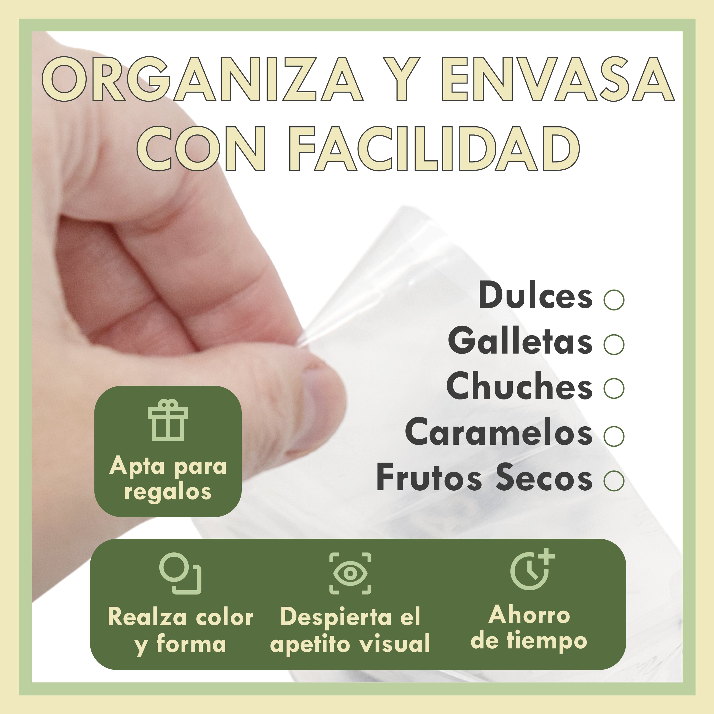 Zenic Bolsas de Plástico Transparentes para Chuches y Caramelos para Comercios, Cumpleaños, Comuniones y Fiestas Infantiles
