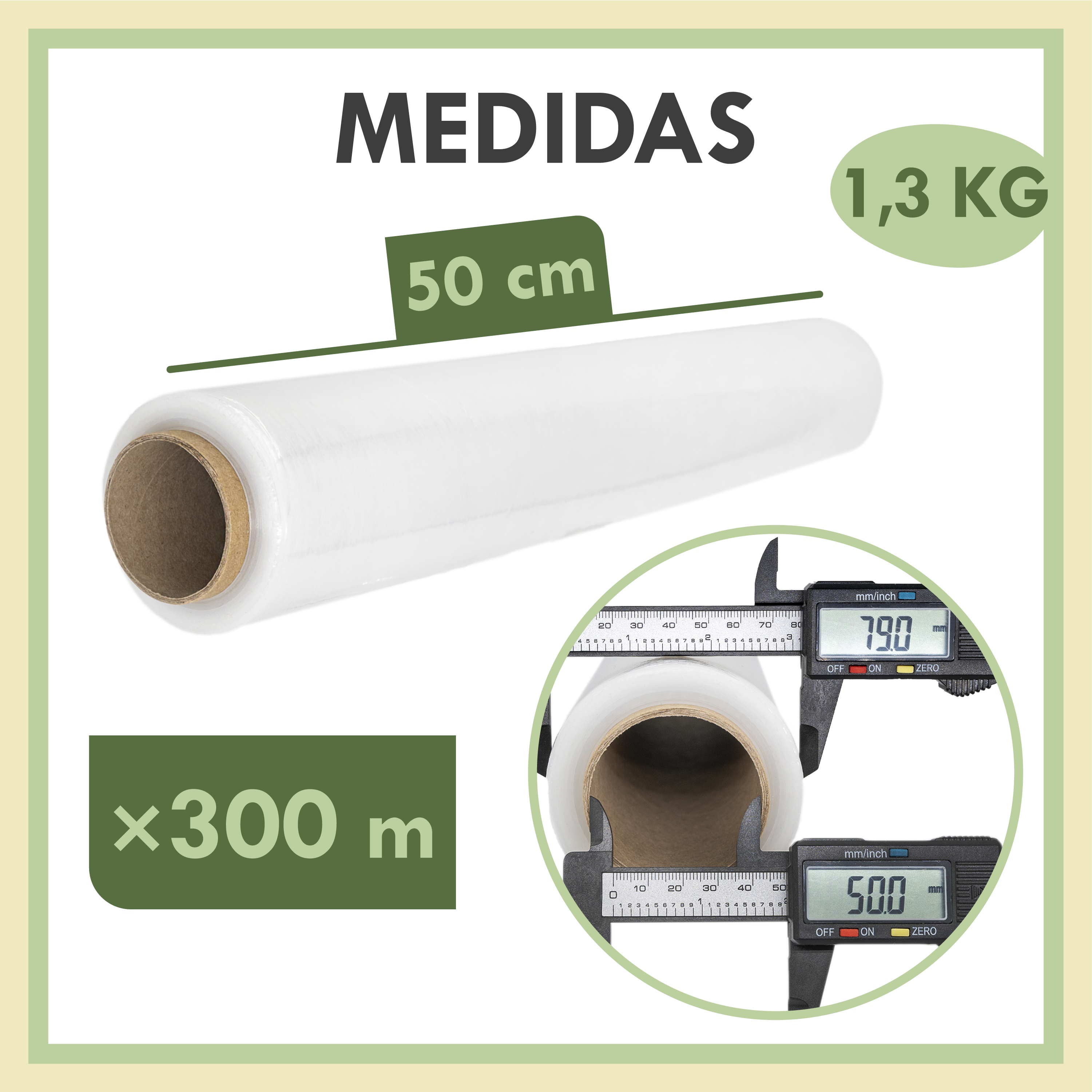 Film Transparente para Embalar y Paletizar 50cm x 300m para Mudanzas y Muebles