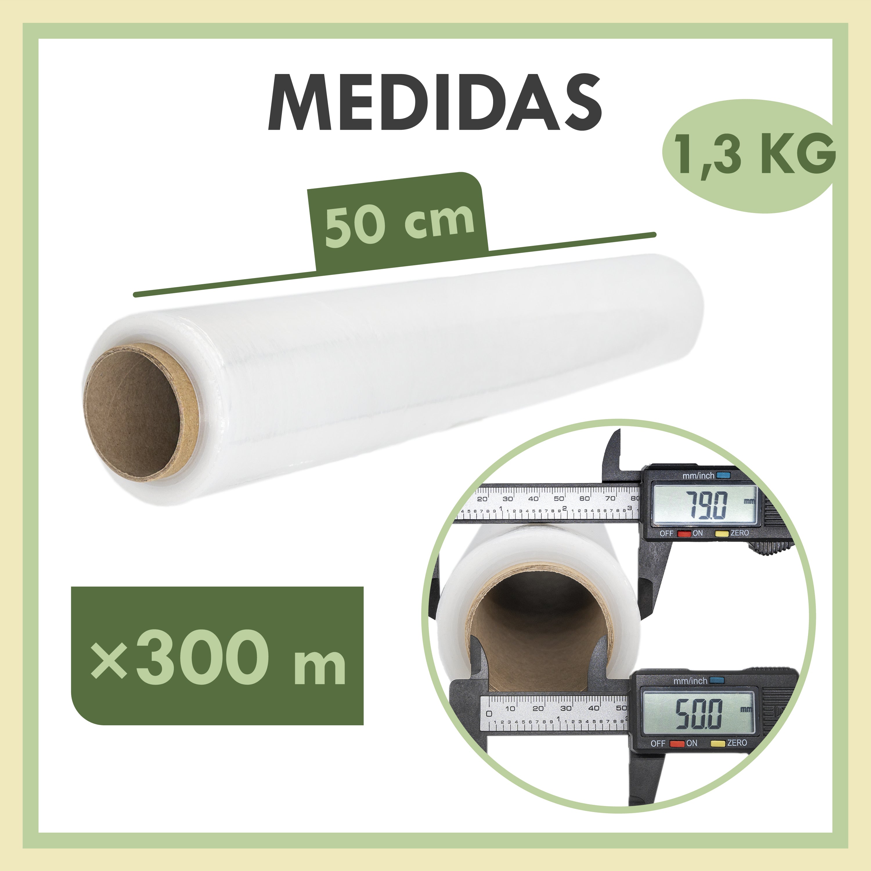 Rollos de Film Transparente para Embalar 50 cm x 300 m, Film Estirable para Mudanza y Paletizar, Protección de Muebles, Cajas y Embalaje