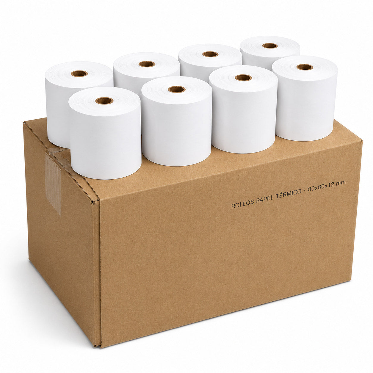 Papel Térmico 80x80 mm, para TPV, Impresora de Tickets, Caja Registradora y Datáfono, Recibos Nítidos sin Tinta, Terminal POS para Comercio y Hostelería