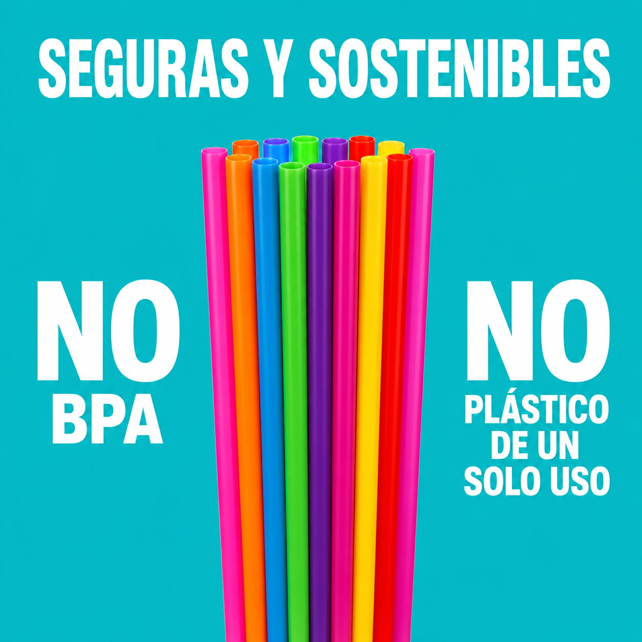 Pajitas Reutilizables de Plástico Multicolor 21 cm, Sin BPA, para Bebidas Frías y Calientes, Cócteles y Batidos