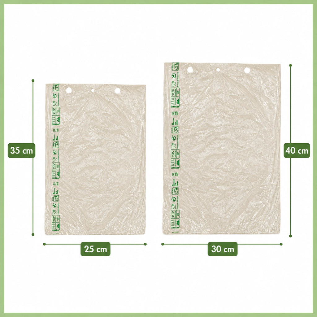 Bolsas Compostables sin Asa en Bloque, Translúcidas y Transparentes, Resistentes, Aptas para Congelación, Uso Alimentario, para Frutería, Carnicería y Pescadería