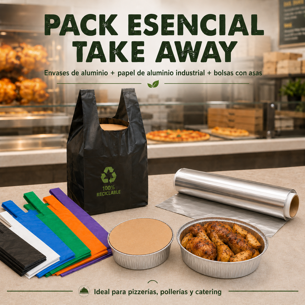 Lote Take Away: Envases de Aluminio + Papel de Aluminio + Bolsas Tipo Camiseta