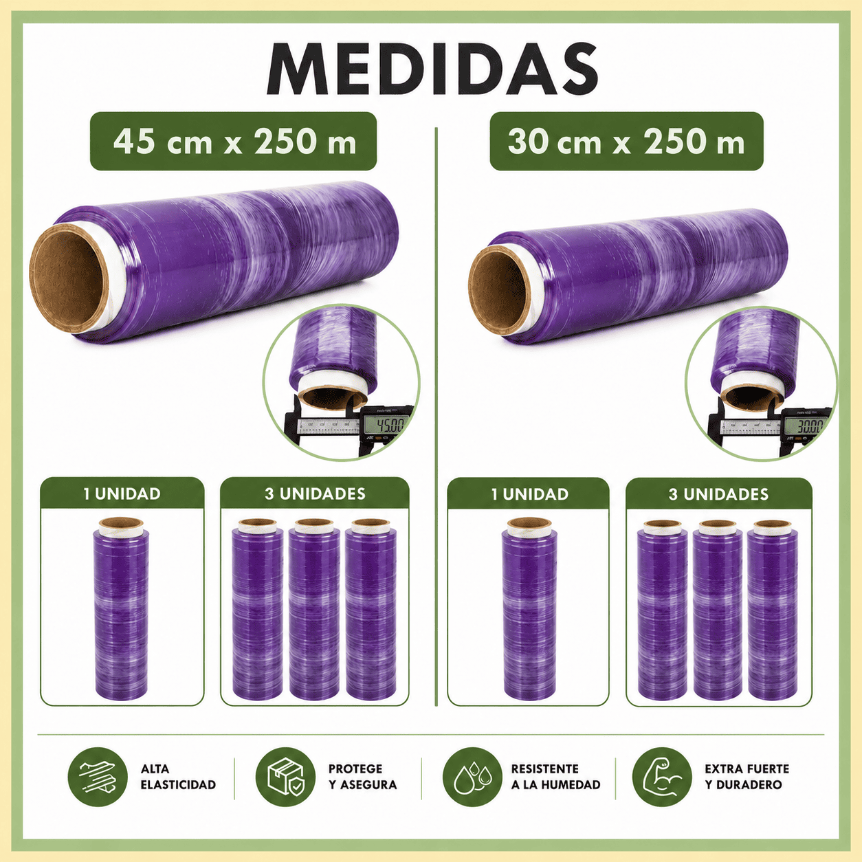 Film Transparente Alimentario 250m, Rollo Industrial Resistente y Adherente, Apto para Microondas, para Envolver y Conservar Alimentos, Cocina, Hostelería y Catering