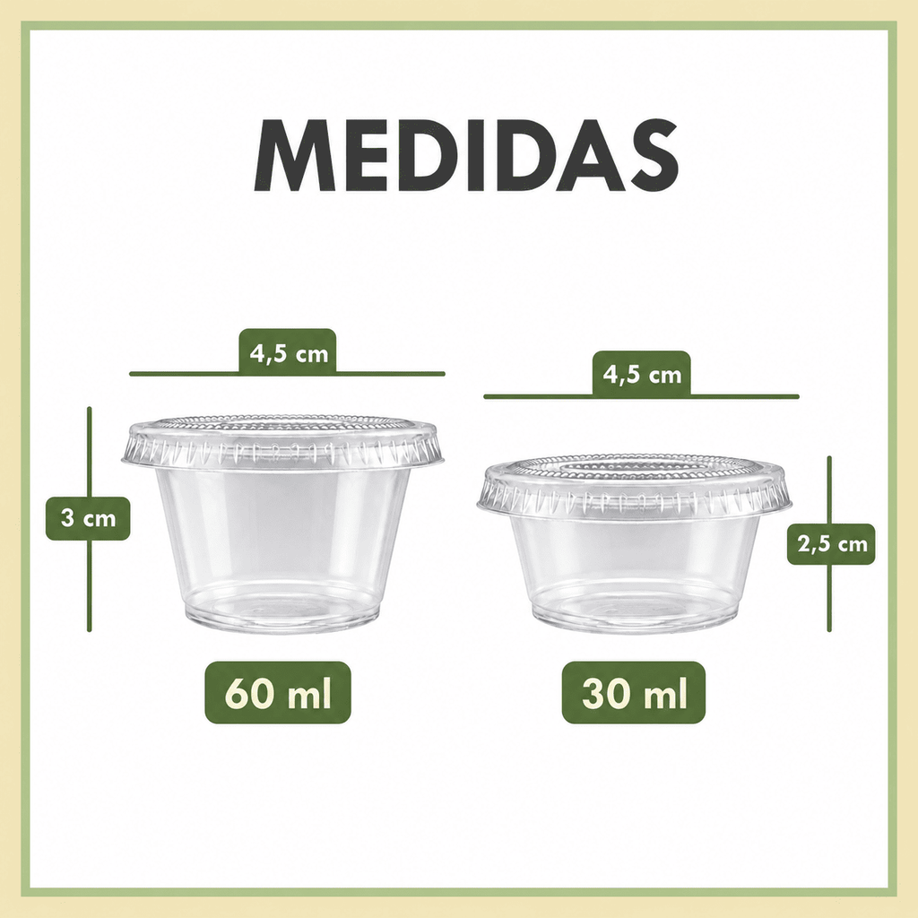 Tarros de Plástico Pequeños con Tapa para salsas, 100 Unidades, Herméticos, Reutilizables y Apilables, Transparentes, Sin BPA, para Condimentos y Camping