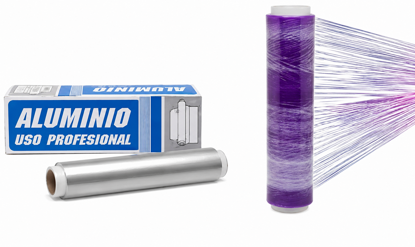 Pack Profesional Papel Aluminio Industrial 30cm Extra Grueso Alta Resistencia + Film Transparente Alimentario Uso Alimentario Cocina Hostelería Peluquería Catering Hogar Profesional